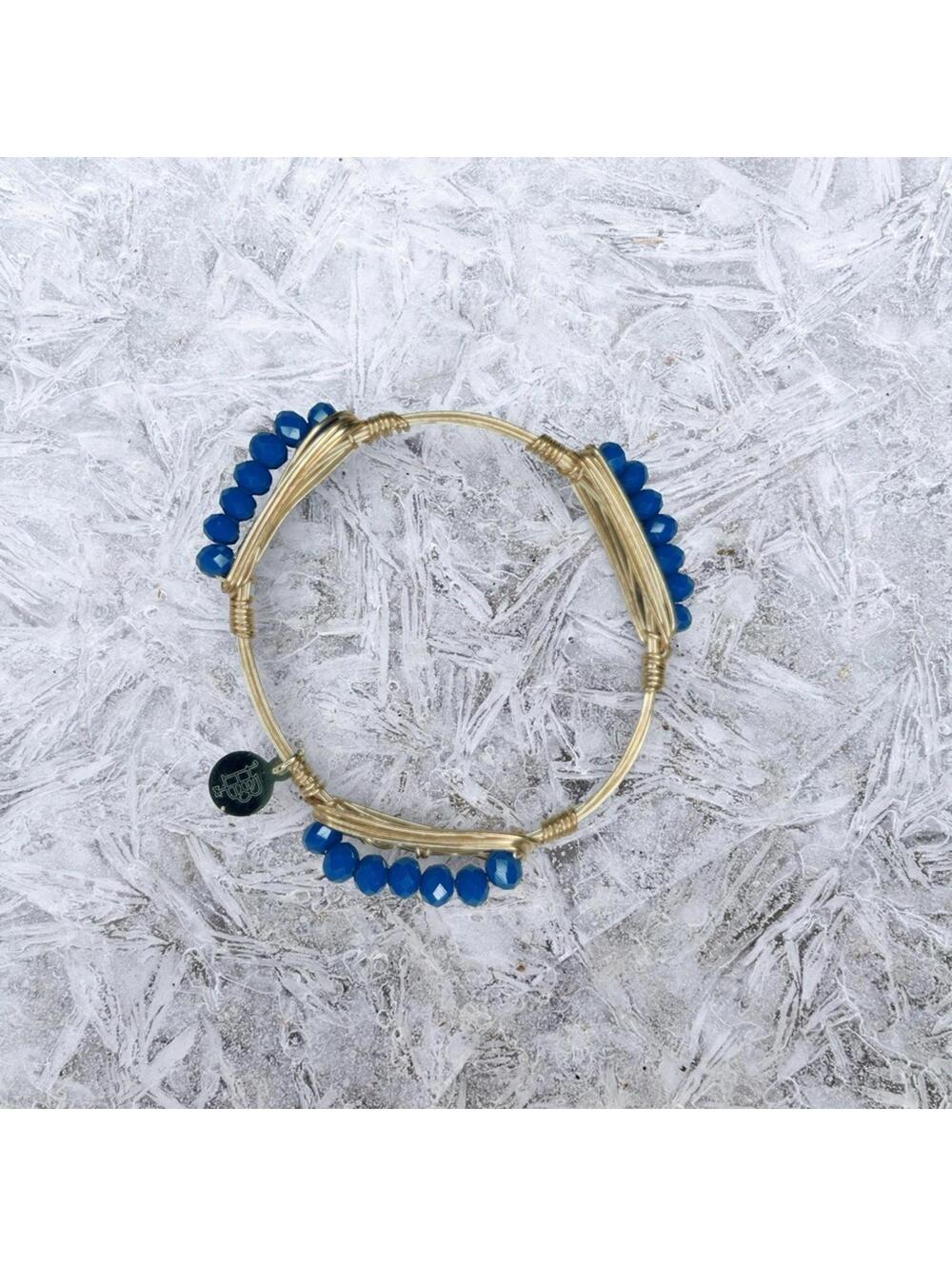 6989. Bourbon and Bowties Blue Beaded Bracelet